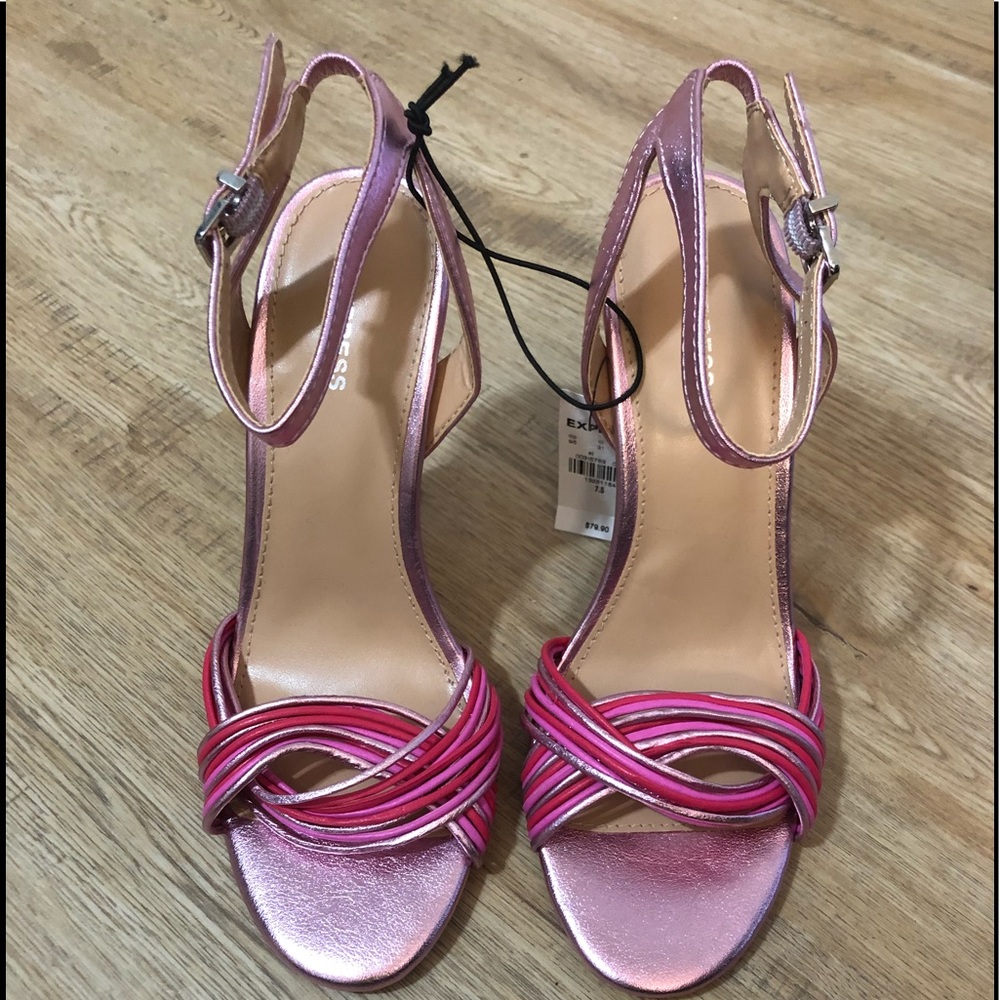 NWT EXPRESS METALLIC PINK HEELS